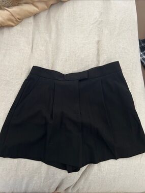 Zara Black High-Waist Pleated Dress Shorts